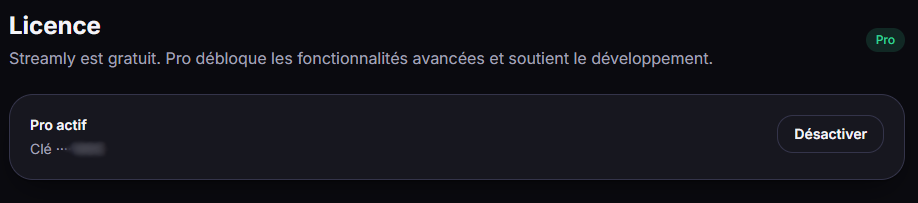 Une fois activé : « Pro actif ».