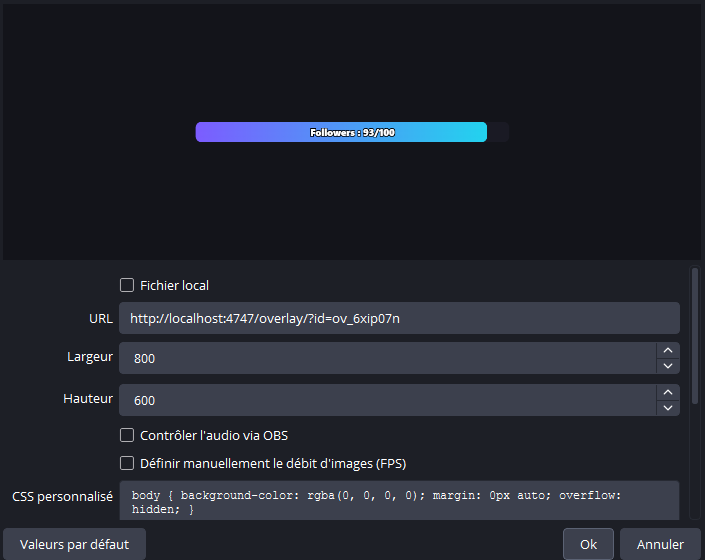 OBS — Source Navigateur avec l'URL.